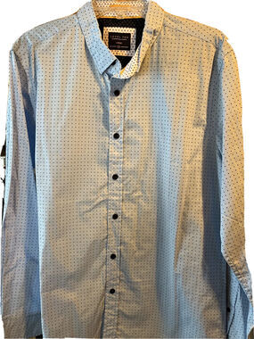 Level Ten Men's L Blue Polka Dot Button Down Long Sleeve Cotton Shirt